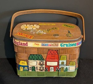 MB - Basket Purse - Vintage Caro Nan Hand-Painted Cityscape