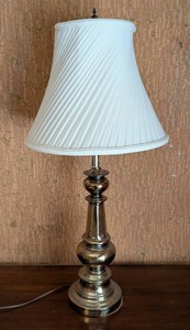 O - Table Lamp - Brass Urn-Style Lamp With Pleated Shade 30in