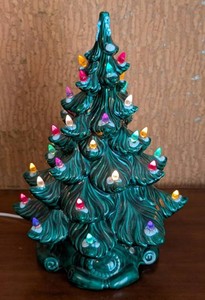 O - Ceramic Christmas Tree - Vintage Illuminated Tabletop 16in