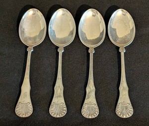 K - Vintage Silver Serving Spoons - 830S L.F. FLUMB (Lot of 4)
