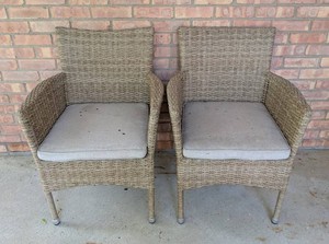 FY - Outdoor Patio Wicker-Style Armchairs With Cushions - Pair