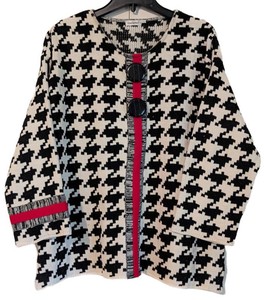 MB - Womens Sweater - Textures Houndstooth Cardigan Size 1