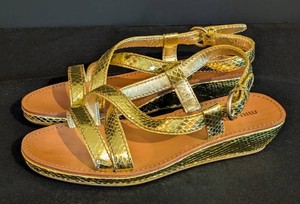 B2 - Sandals - Miu Miu Gold-Tone Strappy Sandals Size 38