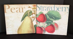K - Fruit Canvas Prints - Pear & Strawberry Pair
