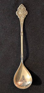 K - Vintage Sterling Silver Ornate Floral Serving Spoon