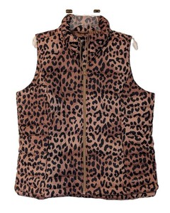 MB - Womens Puffer Vest - Lands End Leopard Print XL