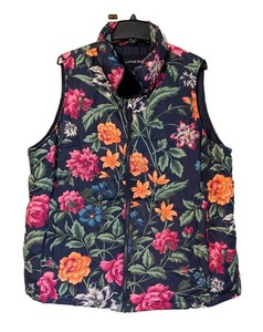 MB - Floral Vest - Lands End Womens Quilted Vest Size 1X