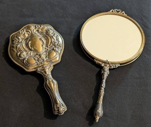 MB - Vintage Hand Mirrors - Ornate Floral Vanity Pair