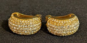 K - Clip-On Earrings - Christian Dior Signed Clear Stone Pair