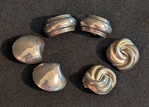 K - Sterling Silver Clip-On Earrings - 3 Pairs (Lot of 3)