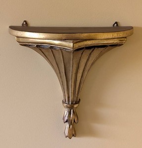 LR - Vintage Wall Shelf - Ornate Gold-Tone Carved Corbel