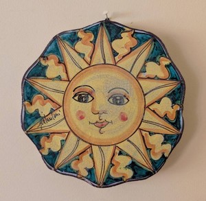 LR - Ceramic Sun Wall Plaque - Italian CERAMICHE ITALIANE 9in