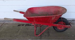 BY - Wheelbarrow - Metal Red Garden Cart
