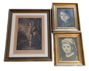 O - Vintage Portrait Prints - Framed Group of 3