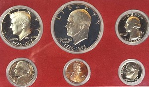 1976-S U.S. Mint Bicentennial Proof Set  Eisenhower Dollar, Kennedy Half & Washington Quarter