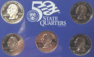 2003-S U.S. Mint 50 State Quarters Proof Set  5 Coins with COA & Box