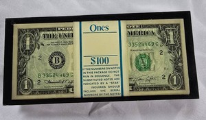 Vintage John Hancock Bicentennial Award AM Radio with Encased $1 Bill Stack Display