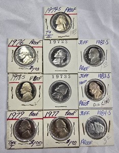13-Coin Jefferson Nickel Proof Lot  1972-S1984-S  Type I & Type II Varieties