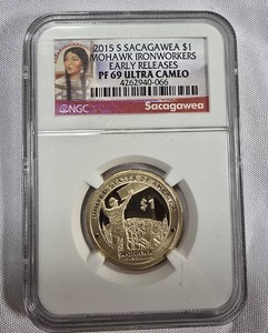 2015-S Sacagawea $1 Mohawk Ironworkers  NGC PF69 Ultra Cameo  Early Releases