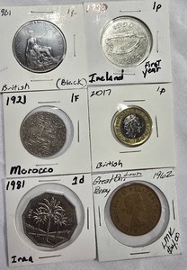 World Coin Variety Lot  Morocco, Great Britain, Ireland & Iraq