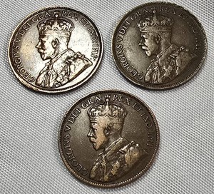 1916 & 1917 Canadian Large Cent Trio | King George V | Vintage Canada Coins