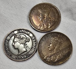 1882, 1918 & 1920 Canadian Large Cent Trio  Victoria & George V