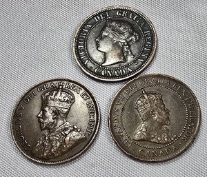 Canadian Large Cent Trio  1876, 1904 & 1919  Victoria, Edward VII & George V