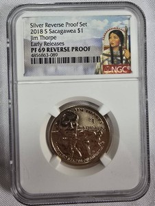 2018-S Native American $1 Jim Thorpe  NGC PF69 Reverse Proof  Early Releases
