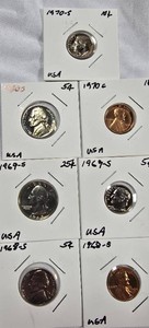 19681970-S U.S. Proof Coin Lot  5 Coins  Lincoln, Jefferson, Roosevelt & Washington