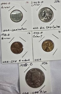 U.S. Error & Variety Coin Lot  Lincoln Cents, 2008-P Quarter & 1988-D Kennedy Half