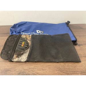 Trout Unlimited Blue Nylon Fishing Gear Bag with Mesh Pouch
