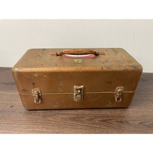 Brown Metal Tool Box with Mixed Hand Tools, 1 Set
