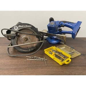 Black & Decker Blue Corded and Master Mechanic Circular Saws with Drill Bits