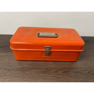 Orange Metal Tool Box with Removable Tray