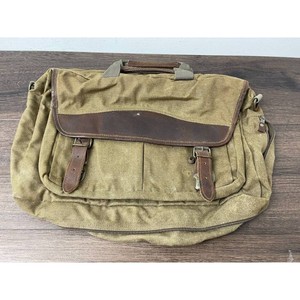 Canvas Leather Messenger Bag Vintage Khaki Brown