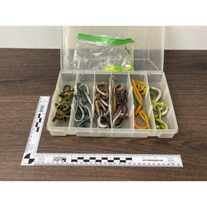 Assorted Soft Plastic Fishing Worms in Tackle Box, 1 Box