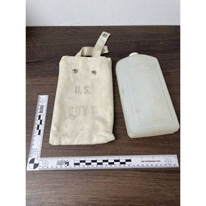 U.S. Govt Canvas Field Flask Carrier with Plastic Flask