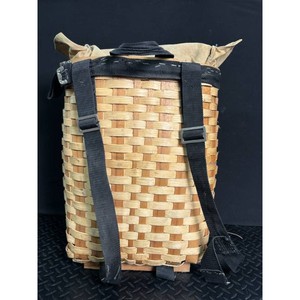 Woven Basket Canvas Backpack with Straps and Flap