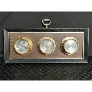 Springfield Wood Brass Wall Weather Station Thermometer Barometer Hygrometer