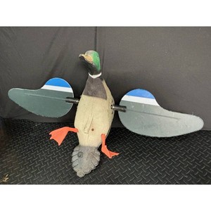 Motorized Wooden Duck Decoy with Moving Wings