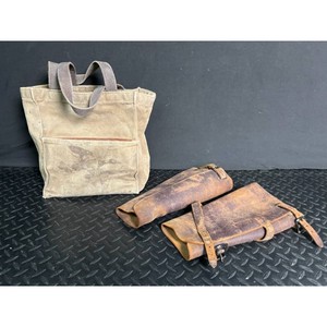 Canvas Duck Bag Set � Tote and 2 Leather Roll Pouches