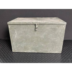 Olive Green Metal Storage Trunk Chest with Latches