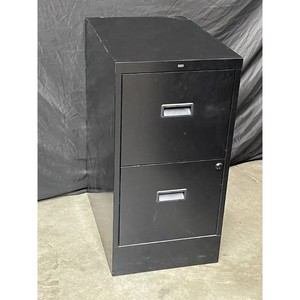 Black Steel HON 2-Drawer Lateral File Cabinet with Keys