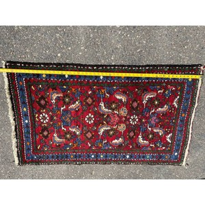Handwoven Wool Red Blue Persian-Style Rug 29 x 50 in