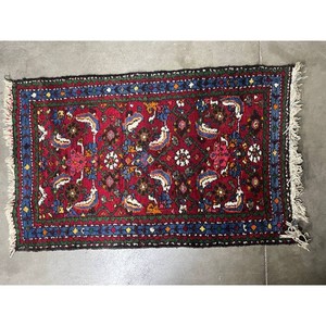 Handwoven Red Wool Persian-Style Rug with Fringe