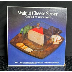 Weavewood Walnut Cheese Server with Dome and Tray