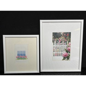 Floral Window Print Wall Art Set � Blue & Pink Tulip Decor, Two Framed Pieces