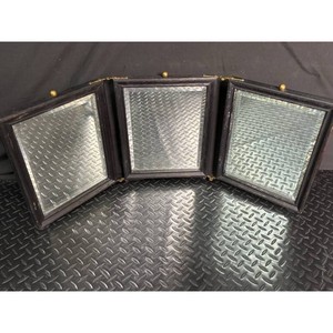 Black Wood Folding Triple Mirror Wall Decor