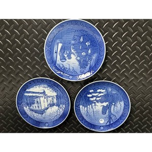 Royal Copenhagen Blue Christmas Plates 1974 1975 1976 Set of 3