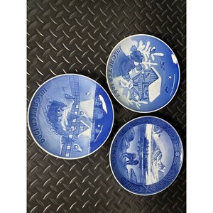 B&G Copenhagen Blue Porcelain Christmas Plates 3 Pc Set